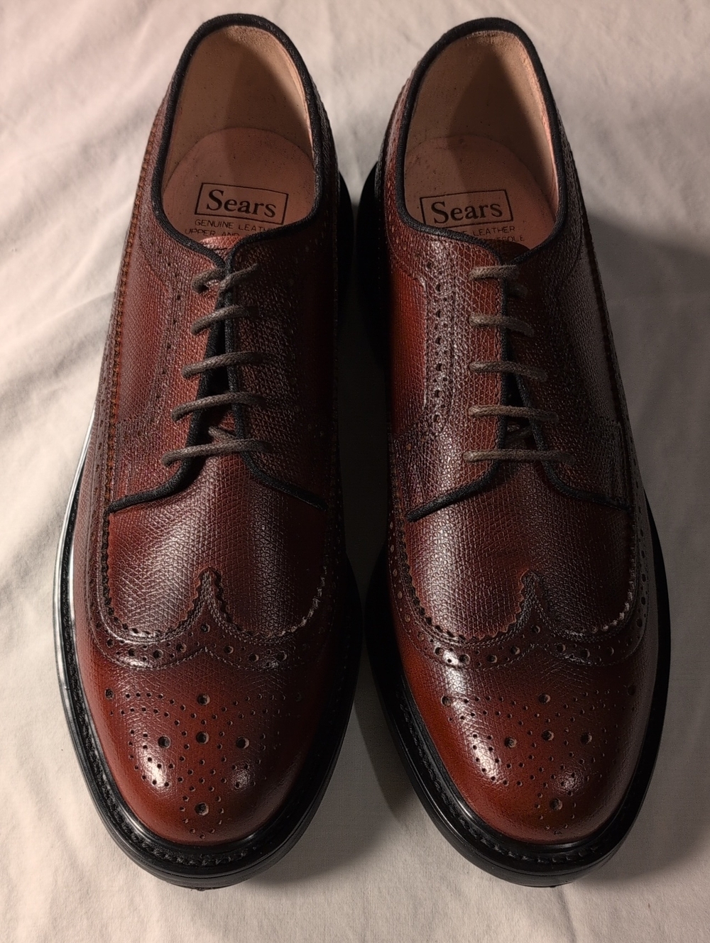 Sears Men's Chestnut Brown Leather Wingtip Oxfords